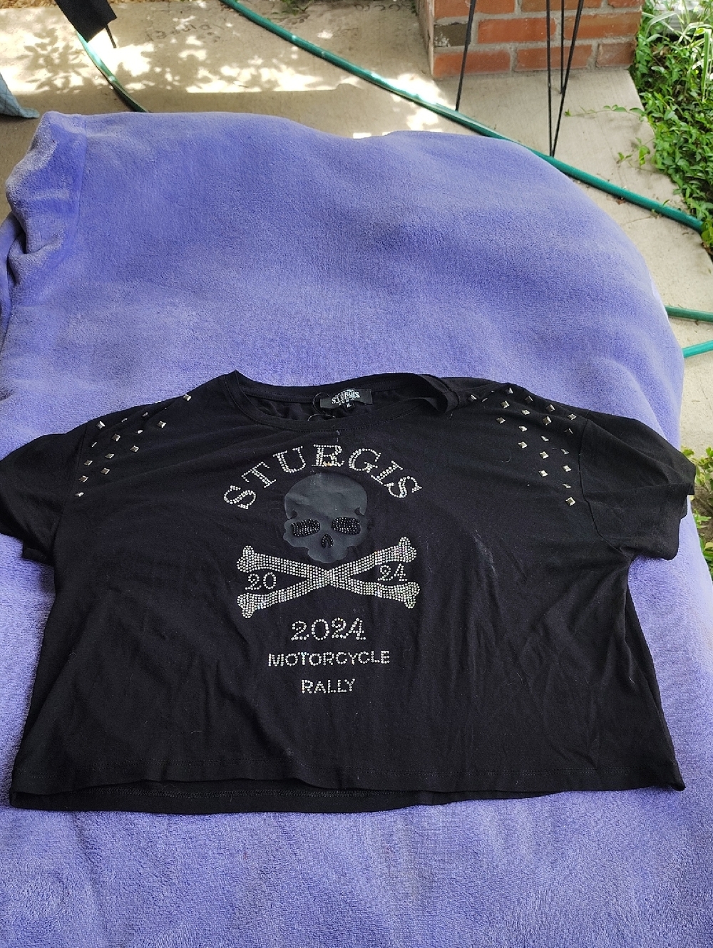Black Sturgis Studded Skull Tee - Women's Short Sleeve
